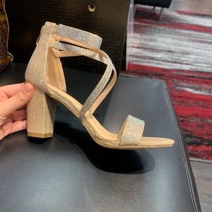 Gold sparkly rhinestone shoes